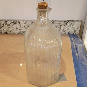 Art Deco Gallon Glass Jar Double Loop, Spout with Cork Lid Cottagecore